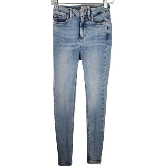 We The Free Denim - WE THE FREE Womens 25 High Rise Waisted Light Wash Denim Jeans Distressed Skinny